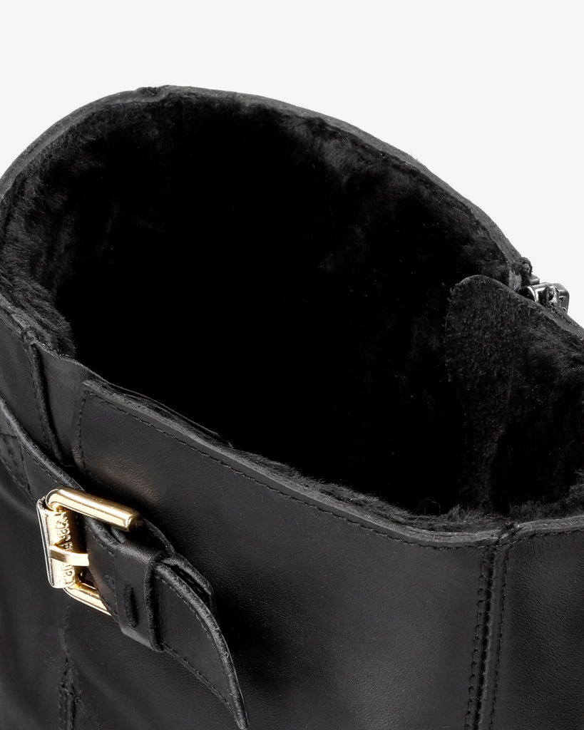 Amberes Igloo Trav botas de piel con forro interior de pelo natural. negro