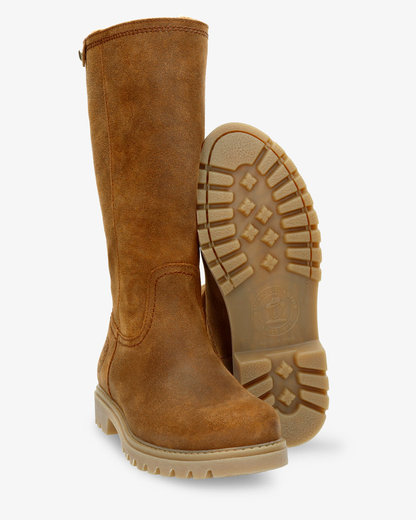 Bambina botas de piel con forro interior de pelo. cuero