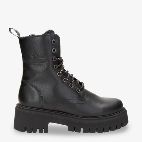 Carlyn botas de piel con forro interior de pelo. negro
