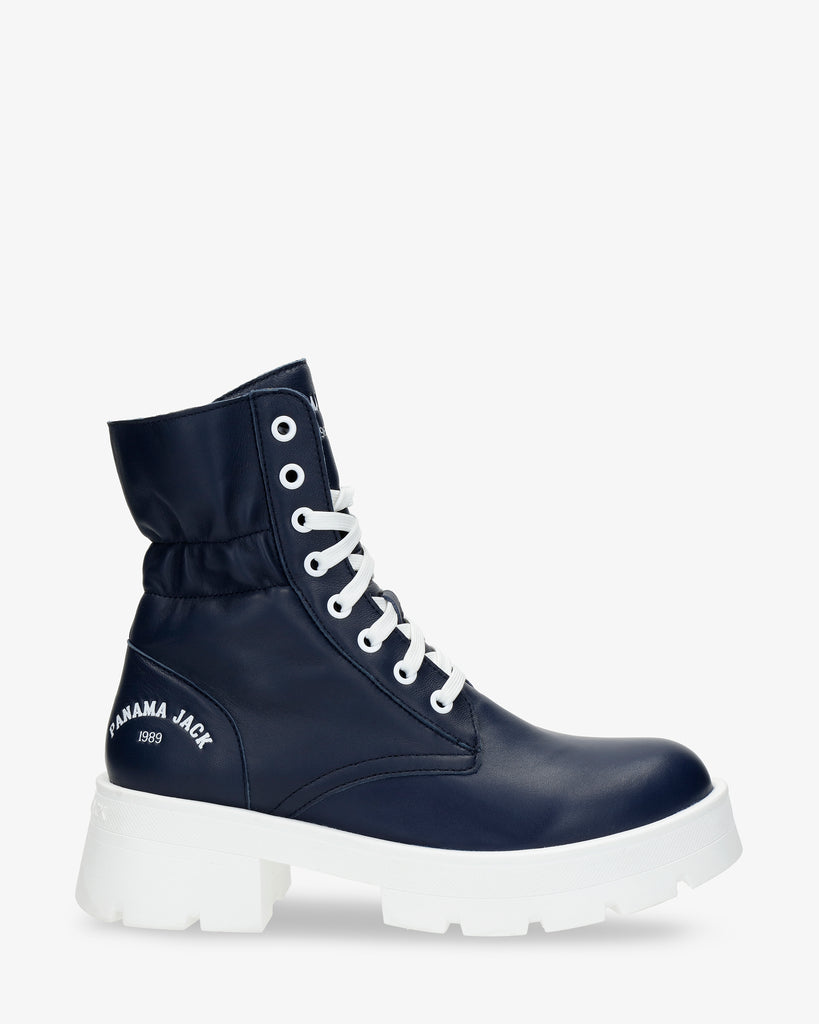 Clementine botas de piel con forro interior de piel. marino