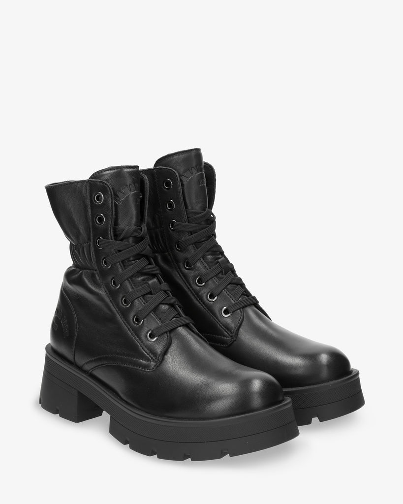 Clementine botas de piel con forro interior de piel. negro