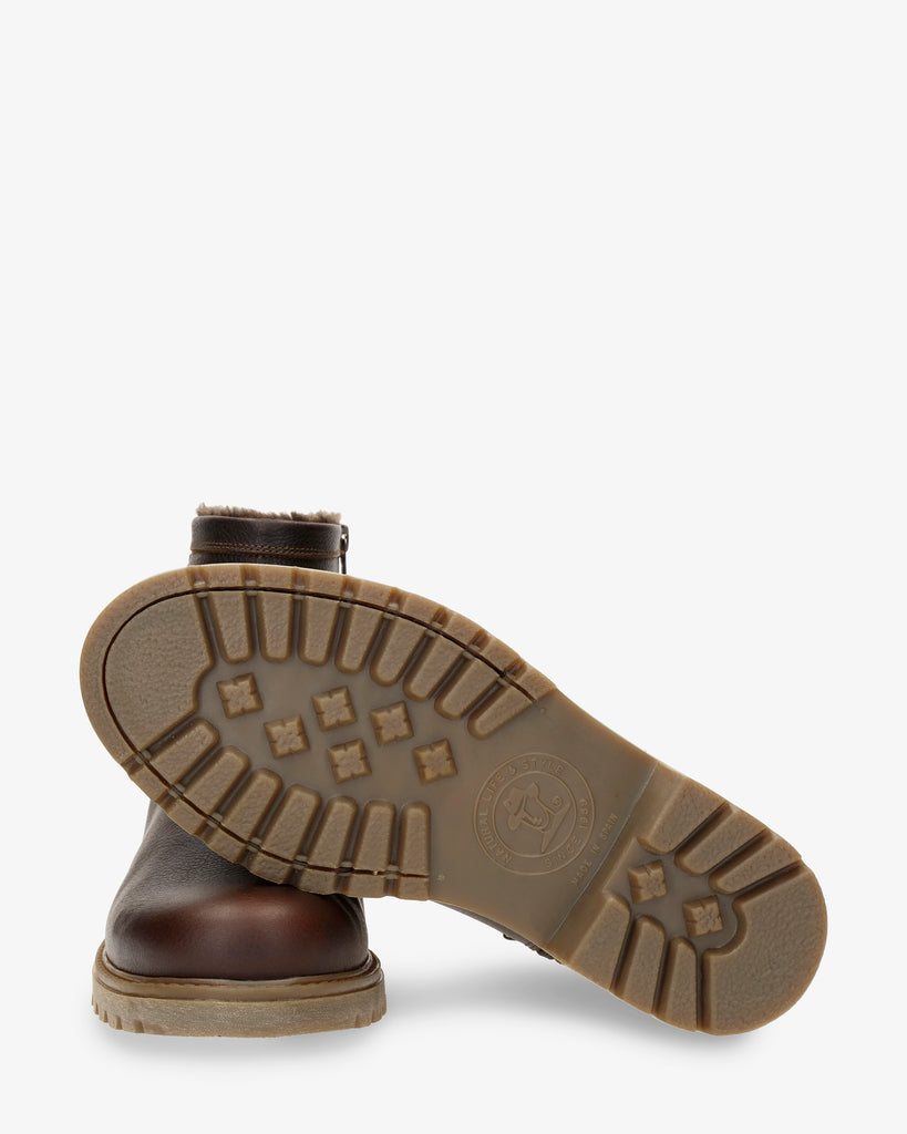 Fedrik botas de piel con forro interior de pelo. castaño