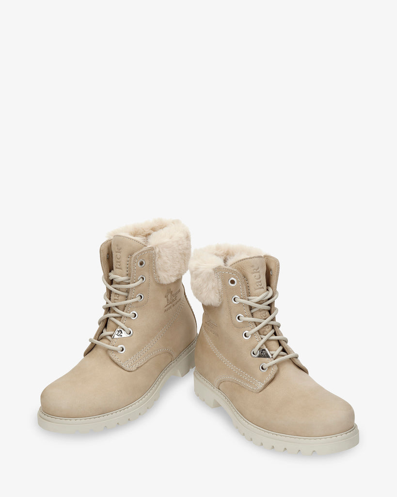 Felicia botas de piel con forro interior de pelo. crudo