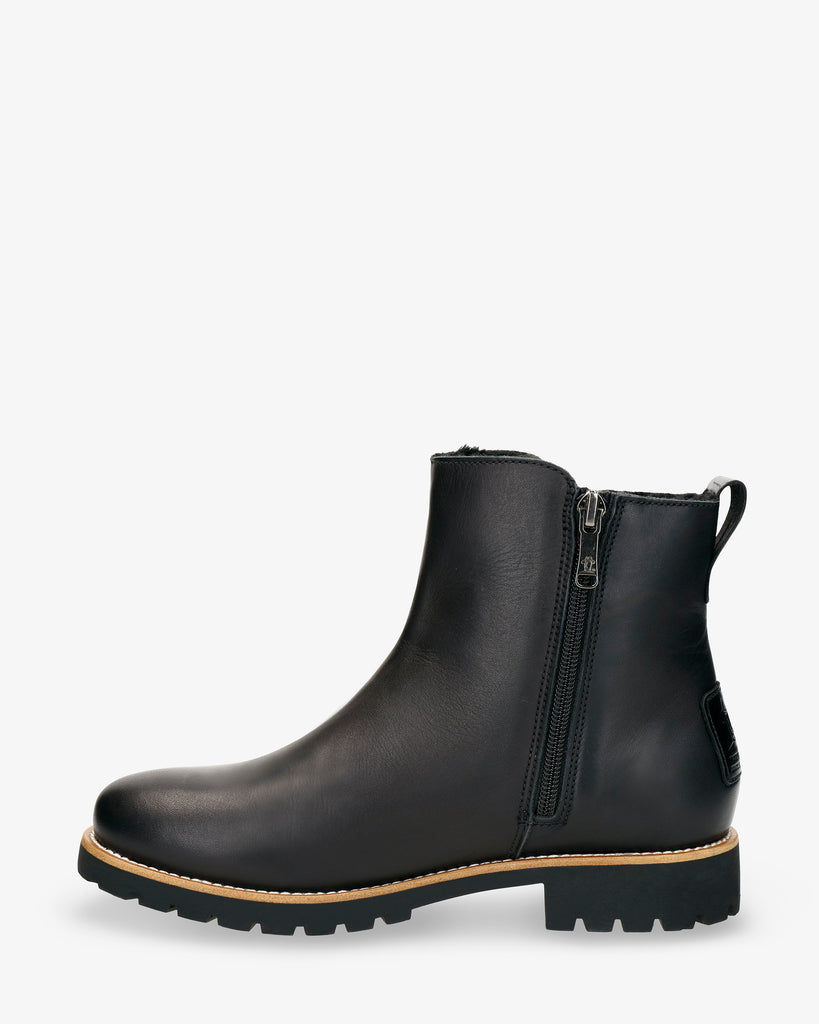Fiore Trav botas de piel con forro interior de pelo. negro