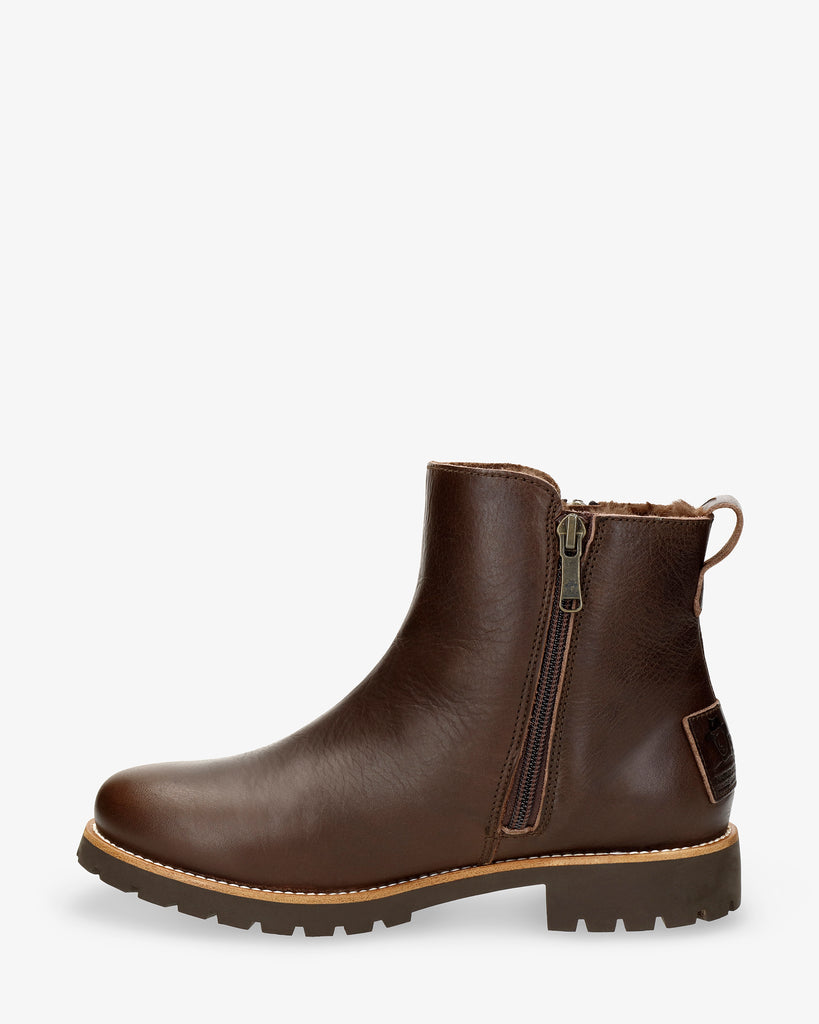 Fiore Trav botas de piel con forro interior de pelo. marron