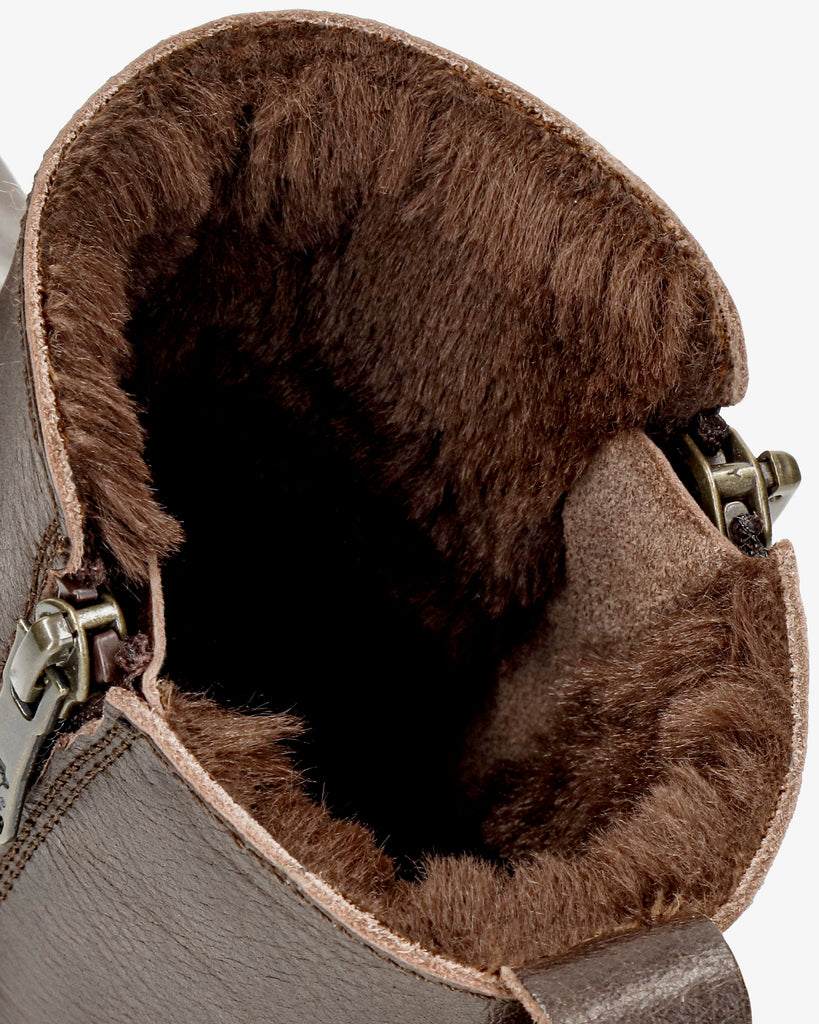 Fiore Trav botas de piel con forro interior de pelo. marron