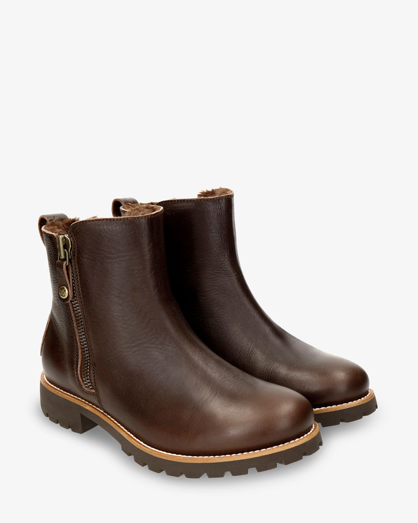 Fiore Trav botas de piel con forro interior de pelo. marron