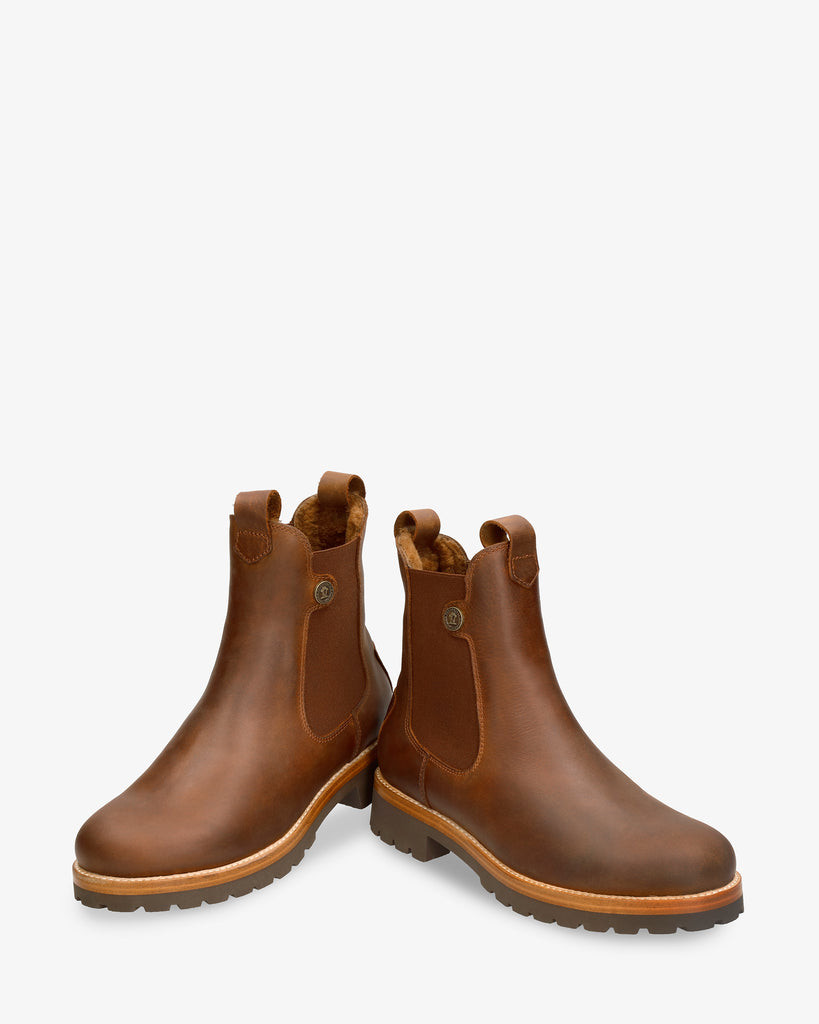 Francesca Igloo botines de piel con forro interior de pelo natural. cuero