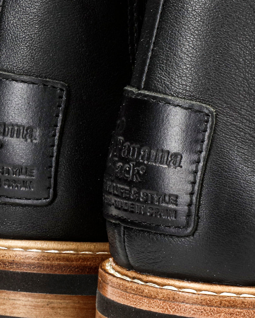 Francesca Igloo botines de piel con forro interior de pelo natural. negro