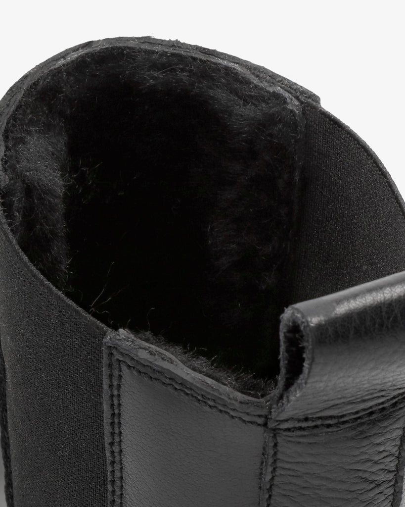 Fresno Igloo botas de piel con forro interior de pelo natural. negro