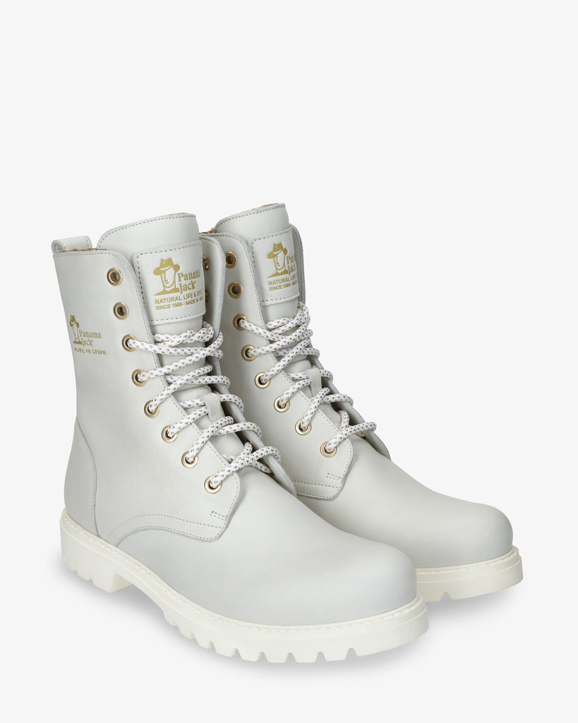 Frisia botas de piel con forro interior de pelo. blanco