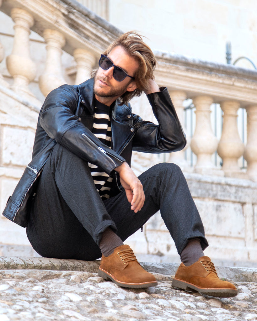 Gante zapatos de piel con forro interior de piel. cuero