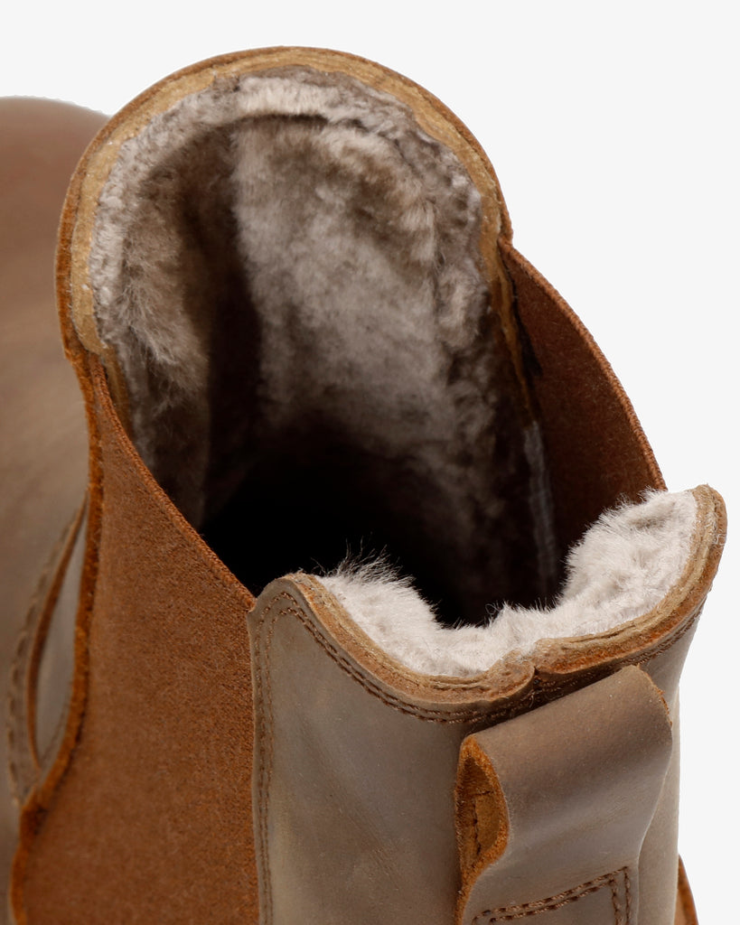 Garnock Igloo botines de piel con forro interior de pelo natural. cuero
