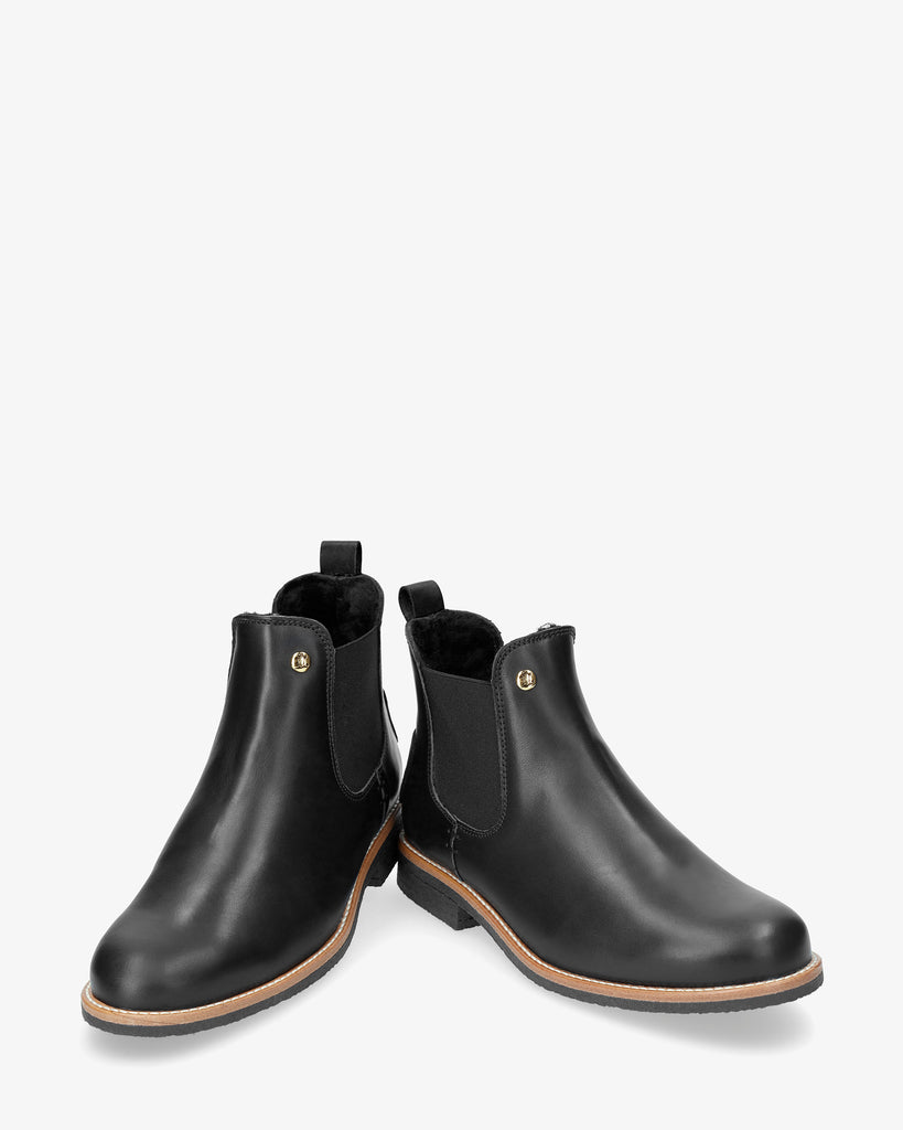 Giordana Igloo Trav botines de piel con forro interior de pelo natural. negro