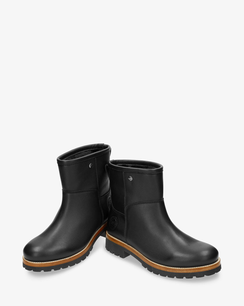 Grace botas de piel con forro interior de pelo. negro