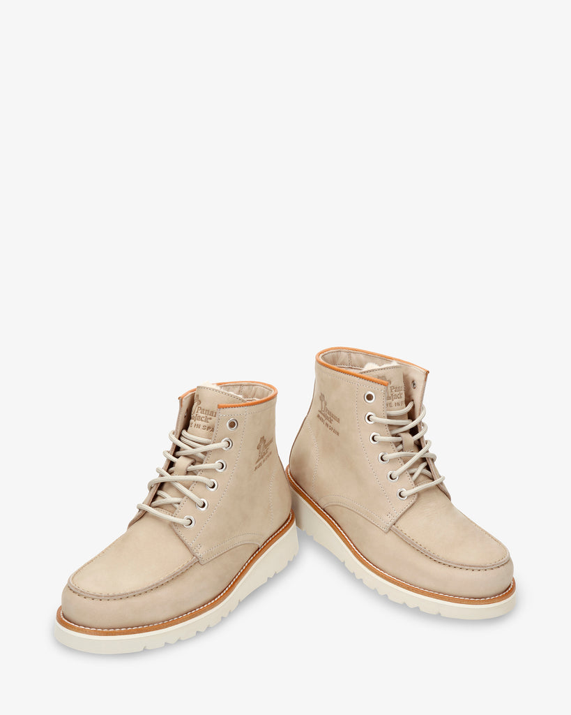 Karen botín de piel con forro interior de pelo. crudo