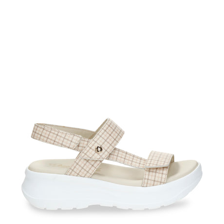 Noor Plaid sandalias de piel con forro interior de piel. crudo