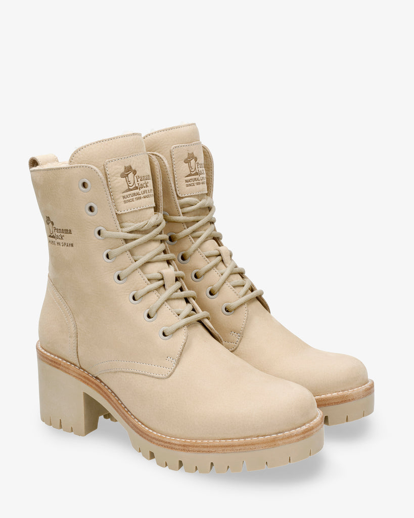 Padma botas de piel con forro interior de pelo. crudo