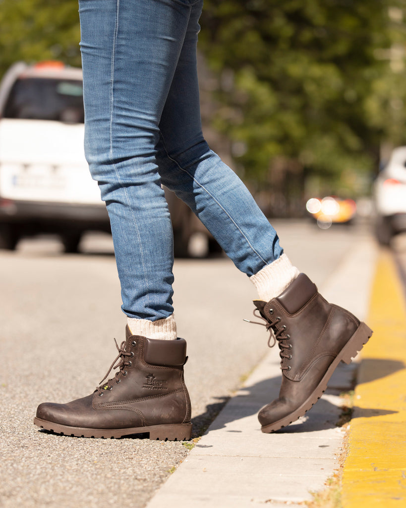 Panama 03 botas de piel con forro interior de piel. marron