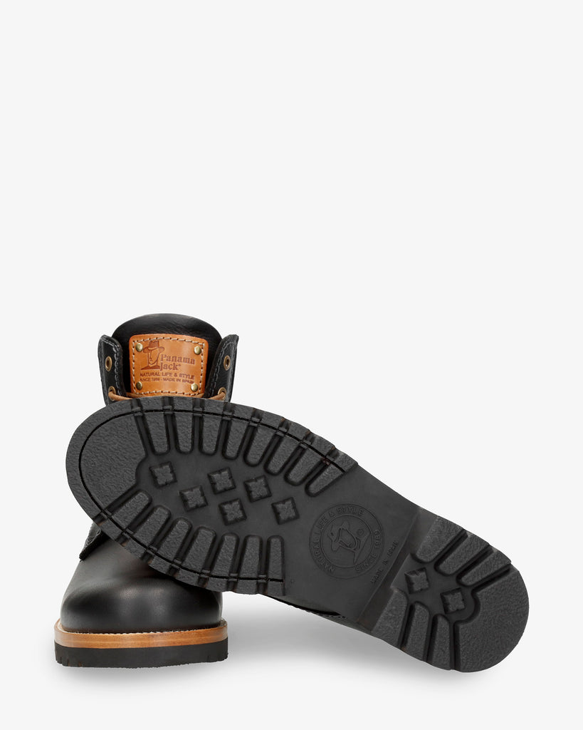 Panama 03 Igloo botas de piel con forro interior de pelo natural. negro