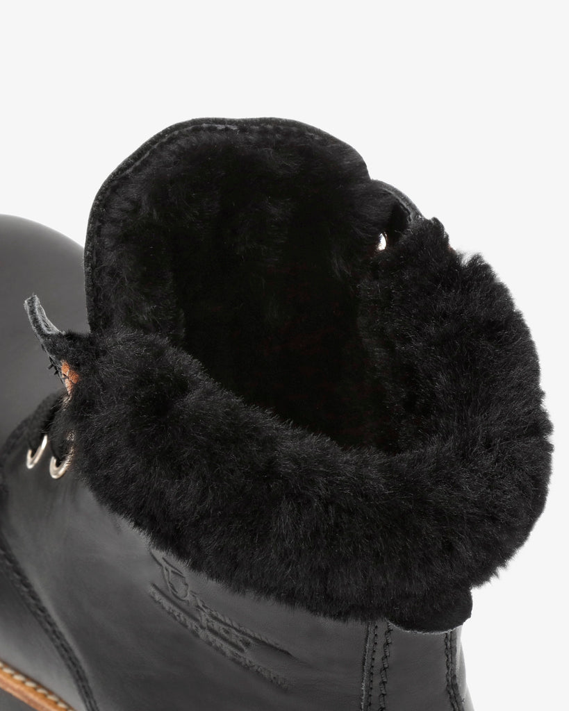 Panama 03 Igloo Trav botas de piel con forro interior de pelo natural. negro