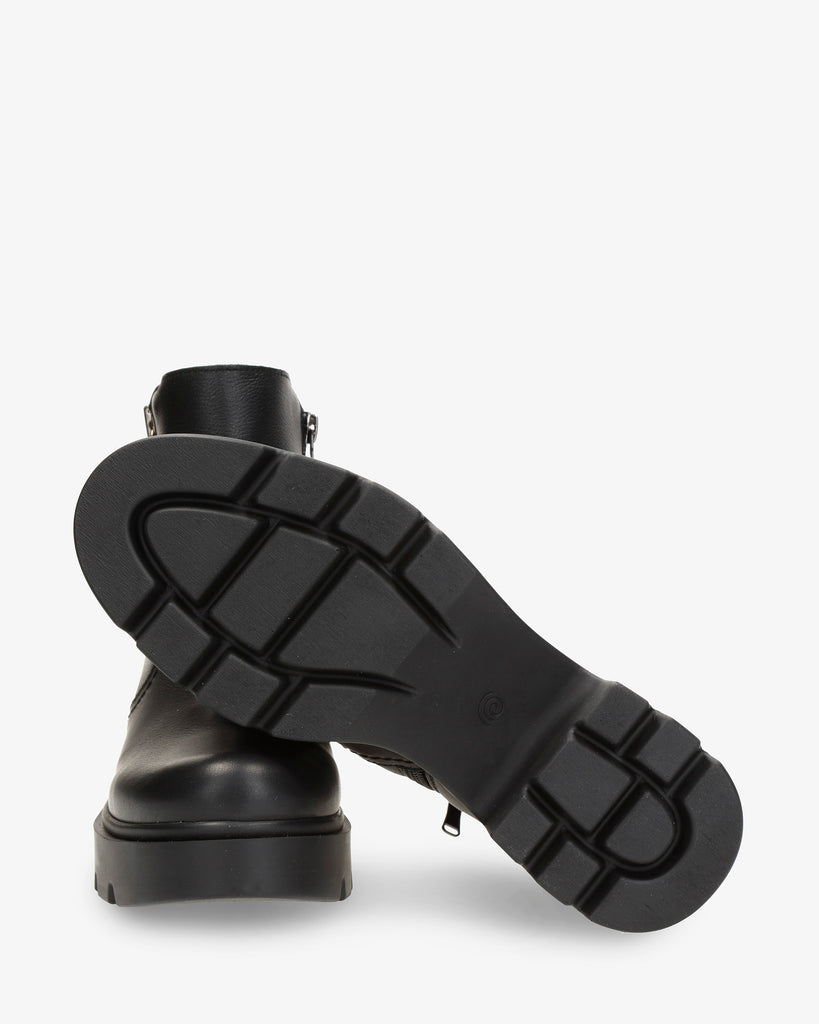 Phuket botines de piel con forro interior de piel. negro