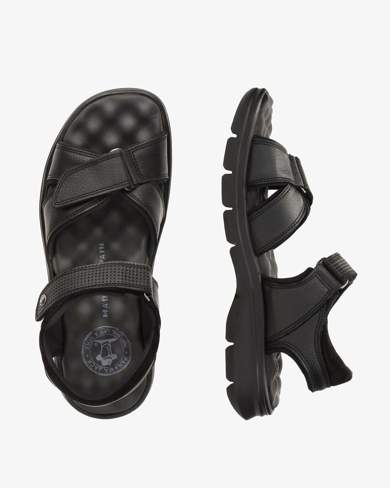 Sanders sandalias de piel con forro interior de lycra. negro