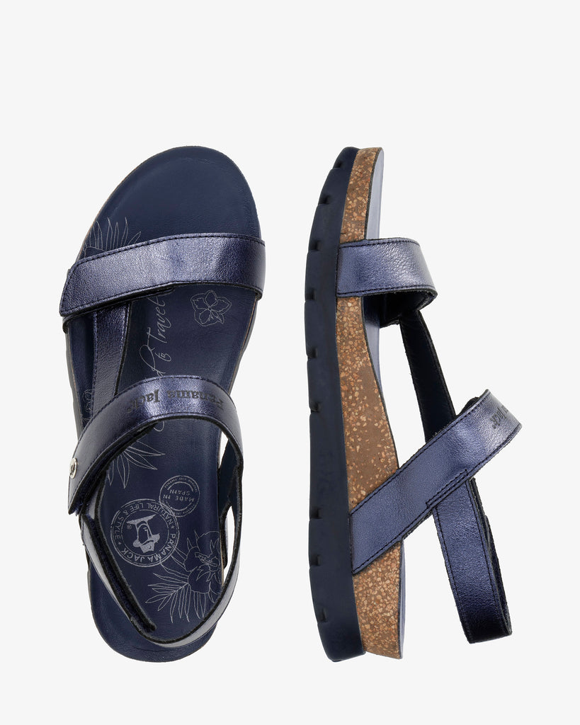 Selma Shine sandalias de piel con forro interior de piel. marino