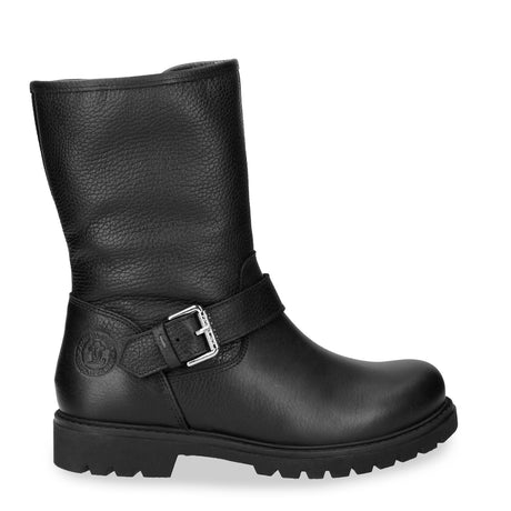Singapur botas de piel con forro interior de pelo. negro